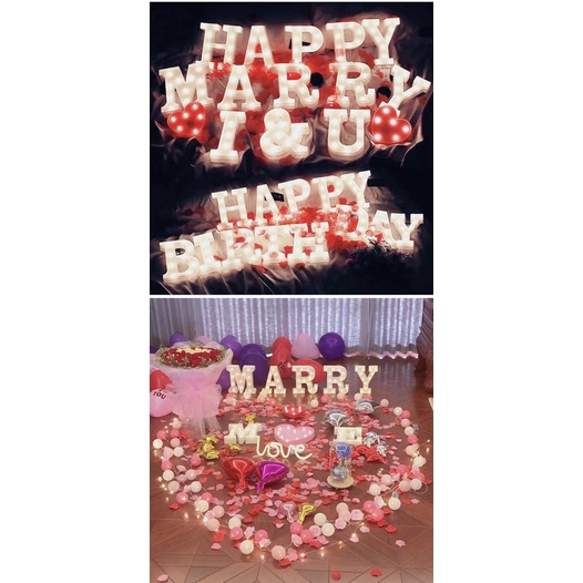 Đèn LED 26 Chữ Cái Và Chữ Số Bản To Đẹp Trang Trí Các Ngày Kỉ Niệm Ngày Lễ