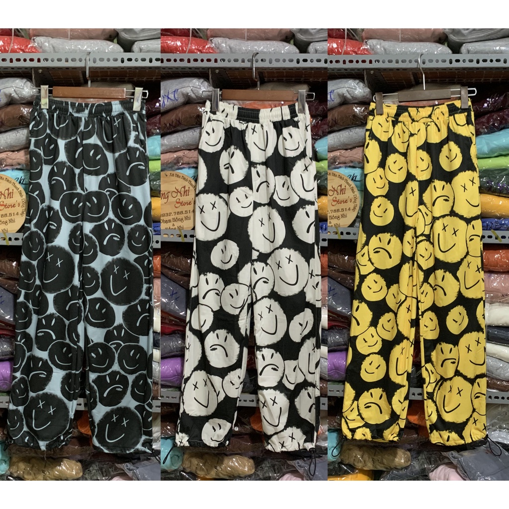Quần Jogger 3D Mặt Cười Ulzzang Unisex Jogger Loang Màu Dây Rút Lai Ống Rộng V2 - MM