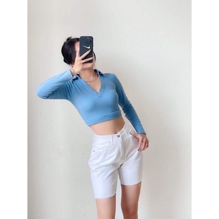 Áo polo dáng croptop bo eo- ROSE STORE