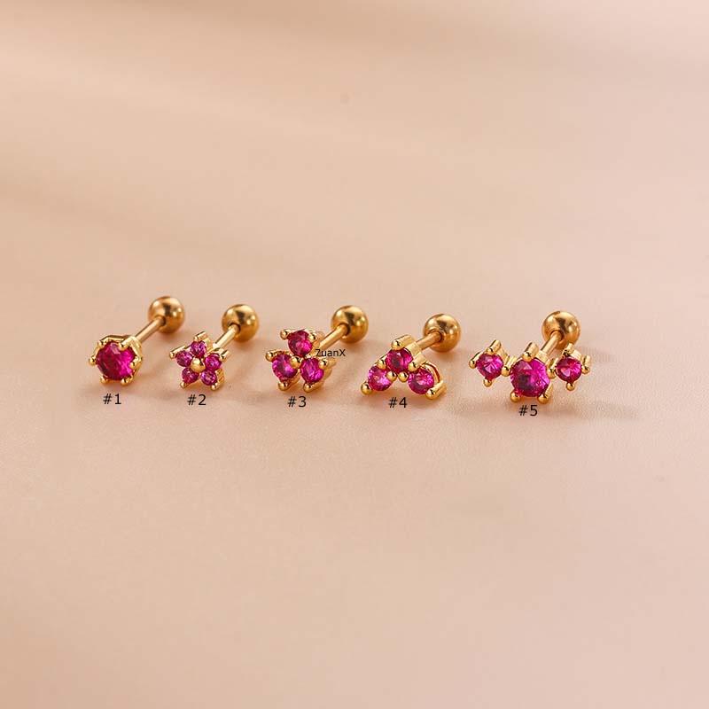 1 Khuyên Tai Hình Hoa Hồng Đính Đá Zircon Bằng Thép Không Gỉ Thời Trang