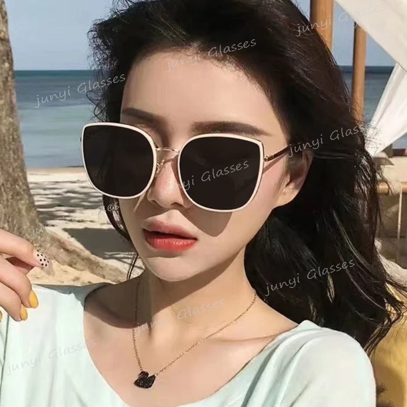 Kính Mát Gọng Vuông Kim Loại Chống Tia Cực Tím Cao Cấp Thời Trang Theo Phong Cách Hàn Quốc