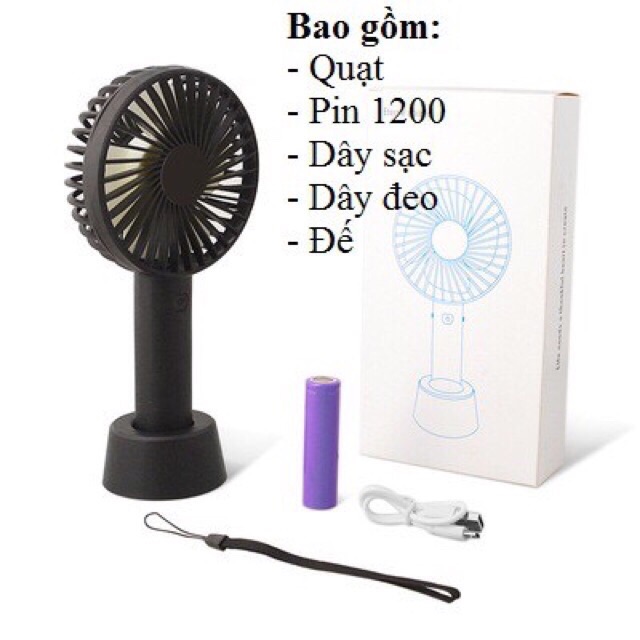 Quạt Tích Điện Cầm Tay Mini 3 Chế Độ__Pin Dung Lượng 1200mAp.
