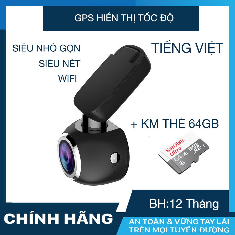 Camera hành trình ô tô Carcam Q1 có Wifi GPS siêu nhỏ gọn + thẻ nhớ 16/32/64GB Class 10