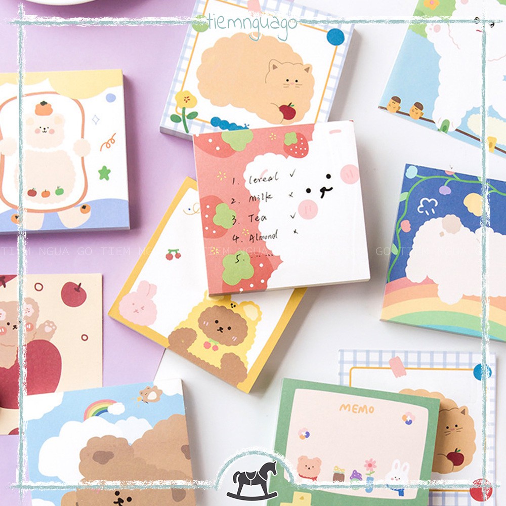 Tập 100 Note Stuffed Bear Giấy Note Ghi Chú, Giấy Ghi Chú, Giấy Note Cute Dễ Thương, Trang Trí Sổ Bullet Journal