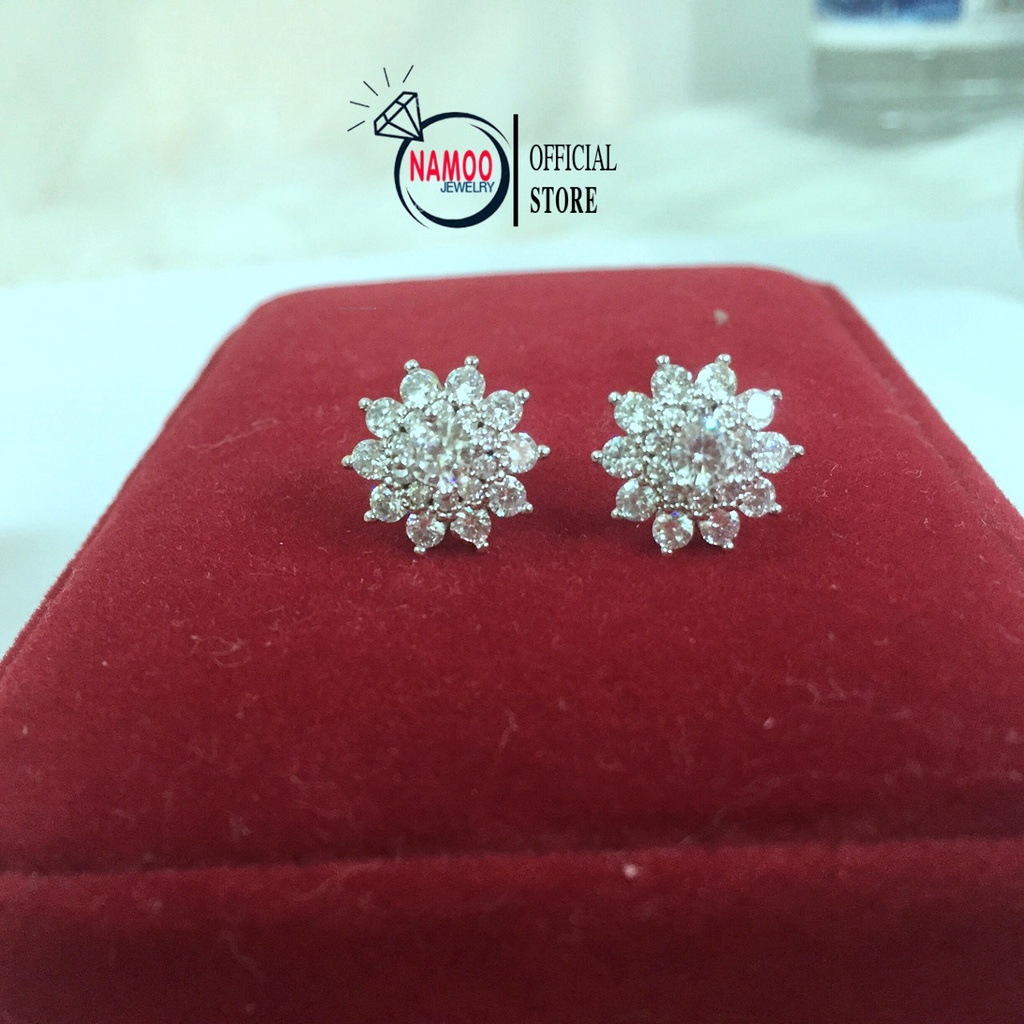 Khuyên Hoa Đá T715 Mạ bạc Không Gỉ Namoo Jewelry