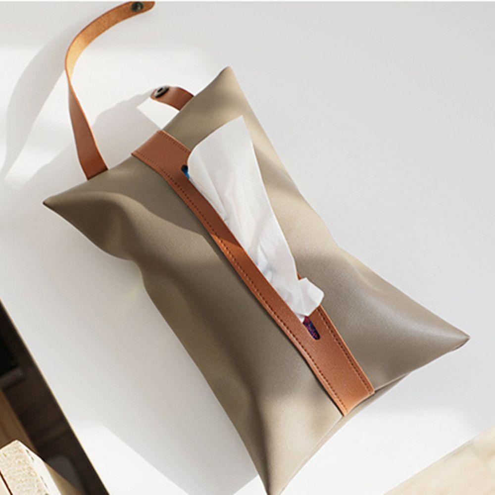 LET Hộp Da Pu Đựng Khăn Giấy Treo Xe Hơi Tiện Dụng