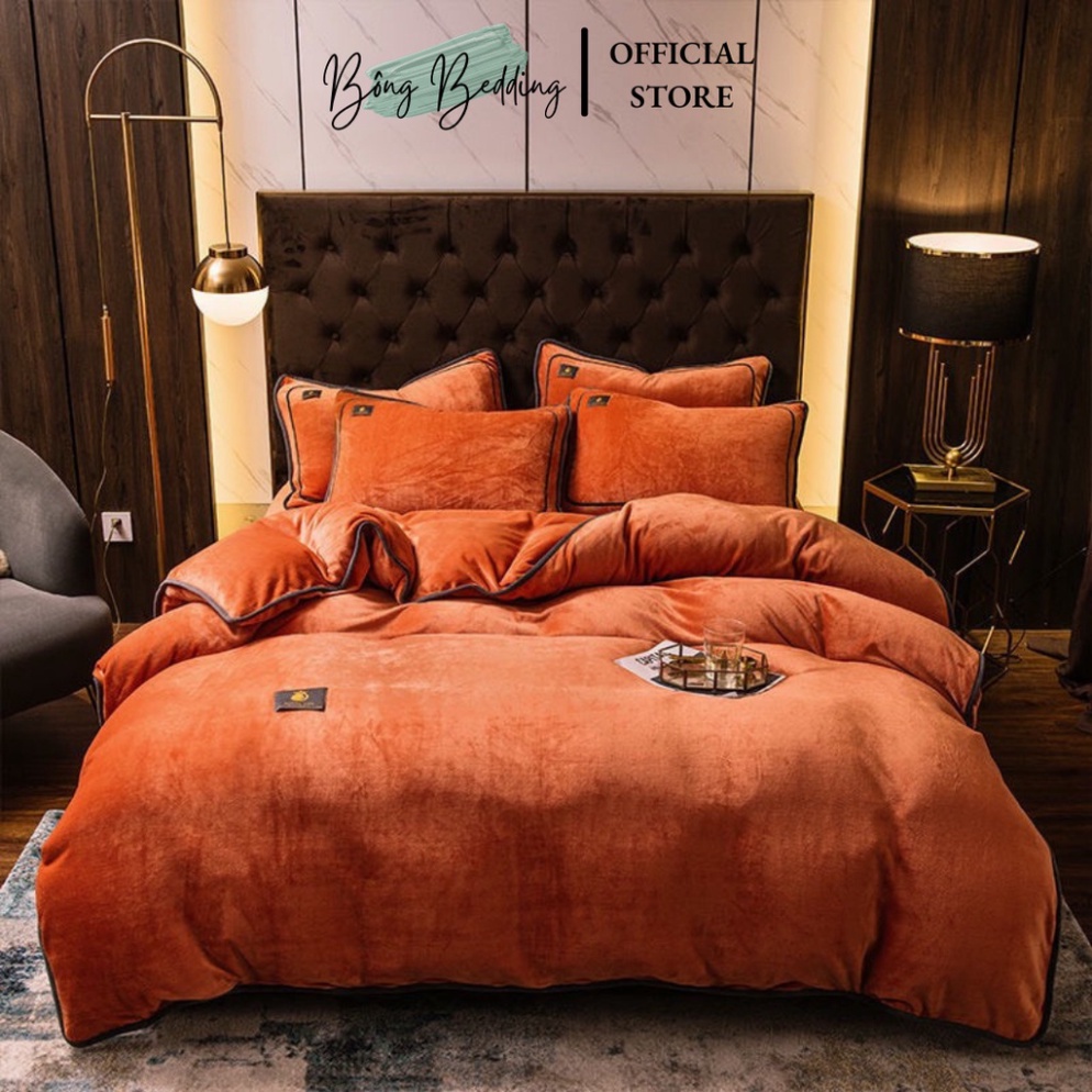 Bộ Chăn Ga Gối Nỉ Nhung Tuyết Cao Cấp HIN BEDDING Mềm Mịn Nhiều Mẫu Mới Miễn Phí Bo Chun