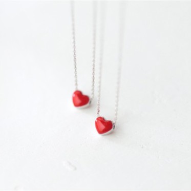 Dây chuyền bạc Ý s925 mặt trái tim đỏ D2797 - AROCH Jewelry