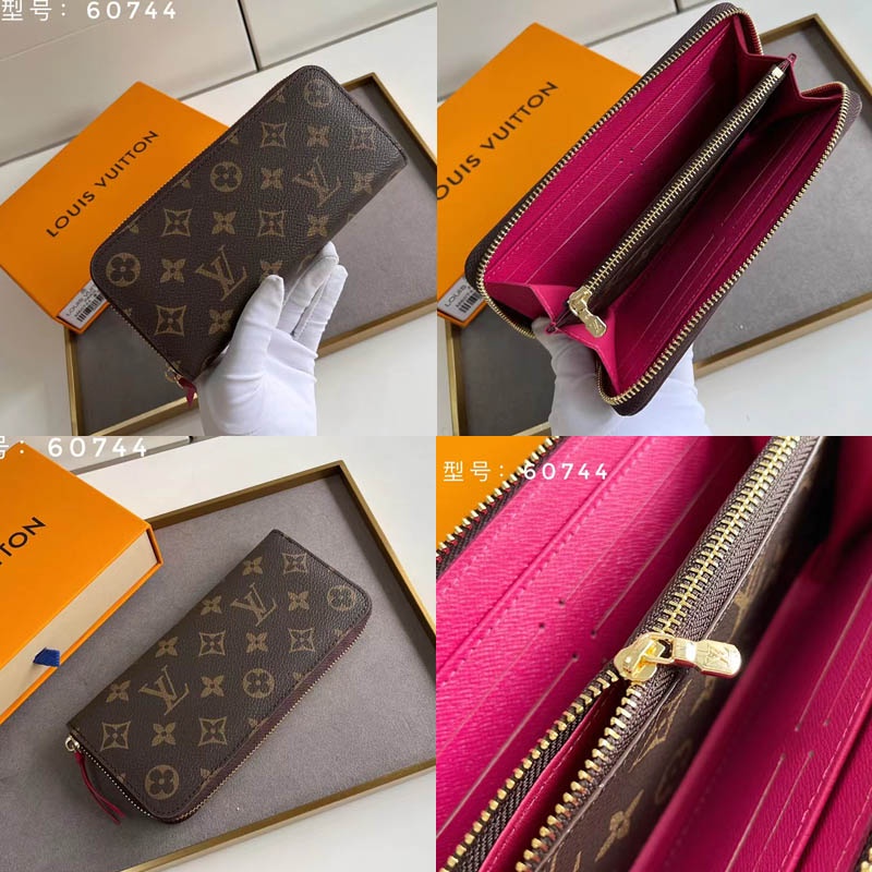 Sẵn sàng giao hàng 100% nguyên bản chính hãng Louis Vuitton LV nữ dây kéo mới Ví Clemence có hộp 60744