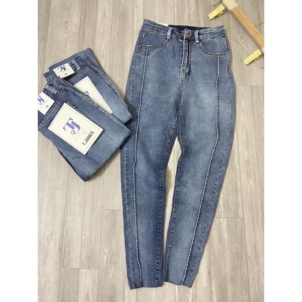 Quần jean cạp cao nữ dáng ôm thiết kế chiết ly dọc 2 bên tạo cảm giác chân dài và thẳng hơn của Hottgirl Secret QJ0002 | BigBuy360 - bigbuy360.vn