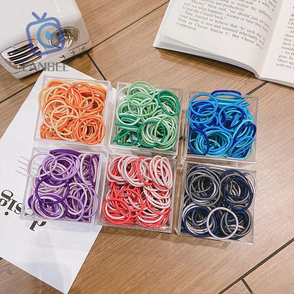 100 Dây buộc tóc co giãn mềm mại nhiều màu sắc phong cách Hàn Quốc dành cho trẻ em