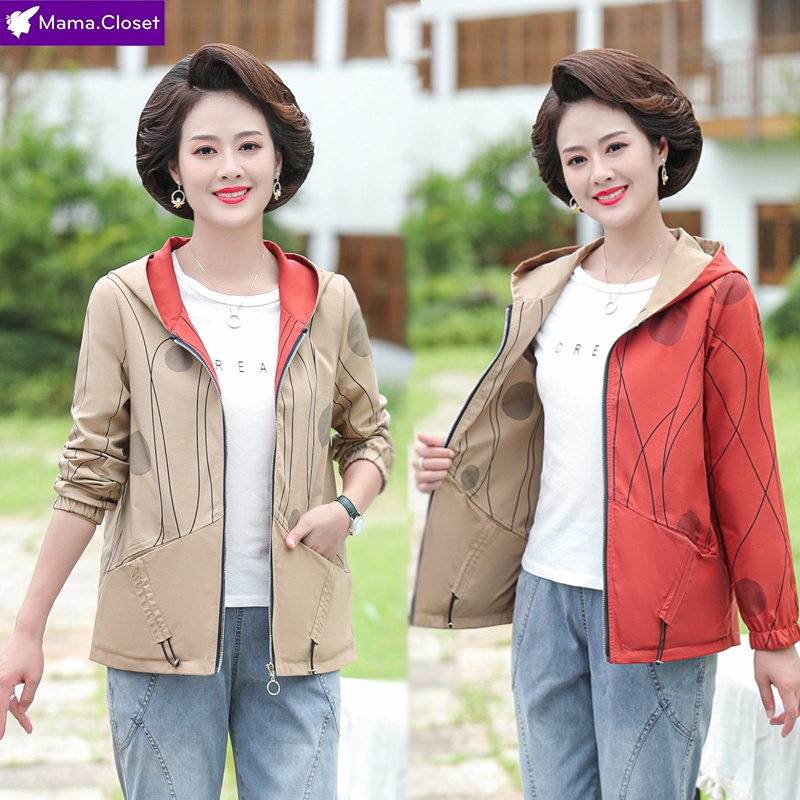 #ZH2180 ÁO KHOÁC KAKI MẶC ĐƯỢC HAI MẶT, CÓ MŨ, KIỂU DÁNG NĂNG ĐỘNG CHO PHỤ NỮ TRUNG NIÊN,HÀNG QUẢNG CHÂU HOT HIT 2021