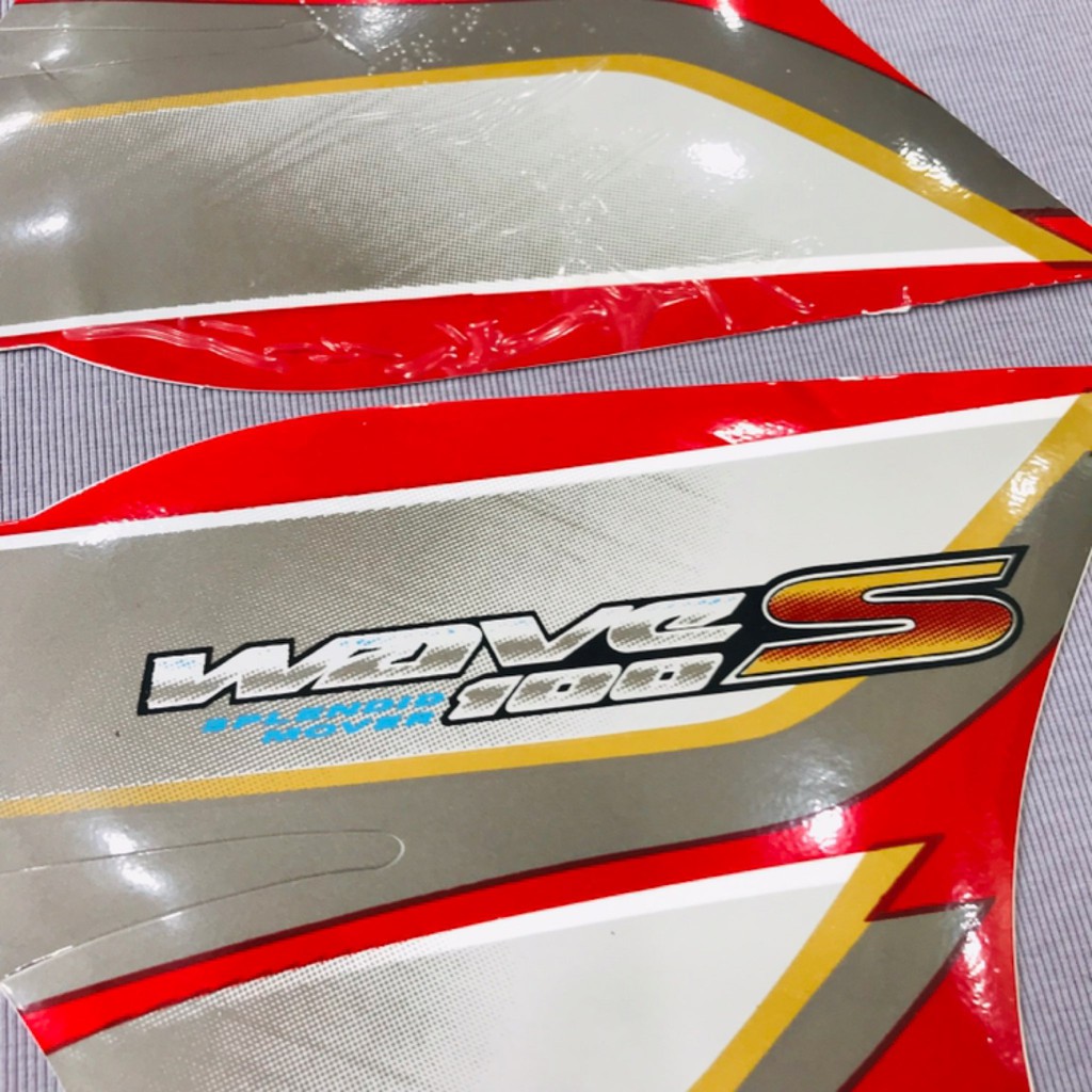 Trọn bộ tem rời dán xe máy Honda Wave S 100 màu đỏ