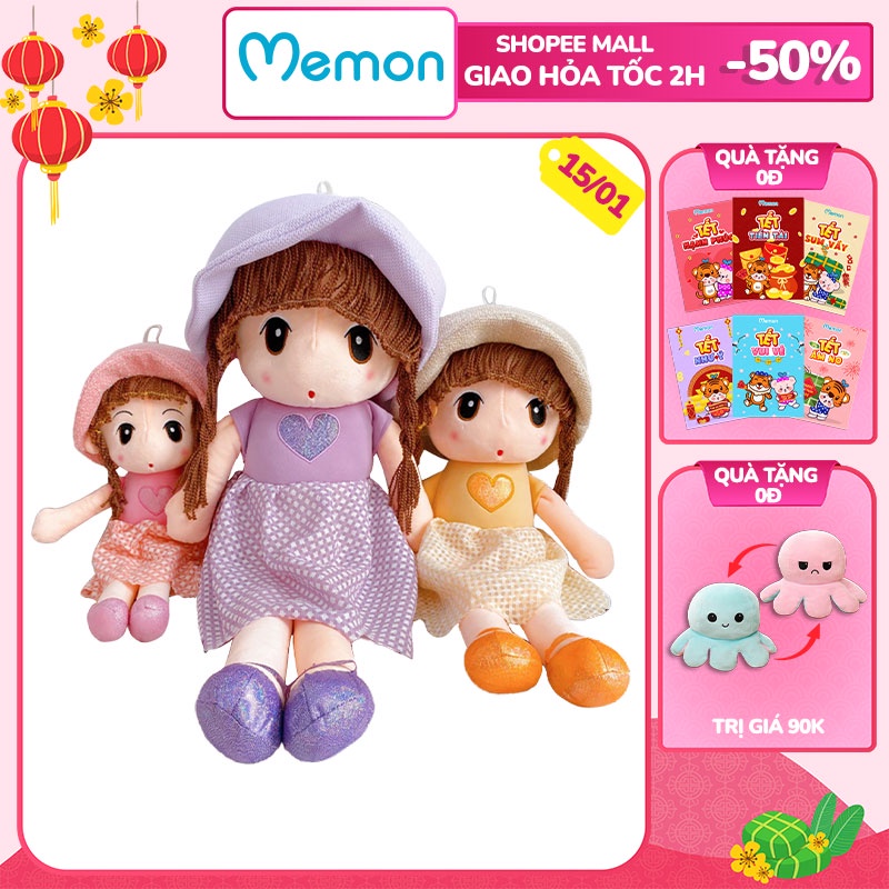 [Mã LIFE0503TOYS1 giảm 10% đơn 150k] [Mã LIFEM1 giảm 50k đơn 99k] Gấu Bông Búp Bê Váy Tim Cho Bé Cao Cấp Memon