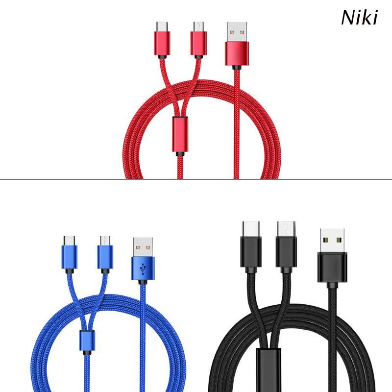 Dây cáp sạc Micro USB Type C 2 trong 1 cho Samsung Oneplus Xiaomi Huawei ZTE Sony HTC Android