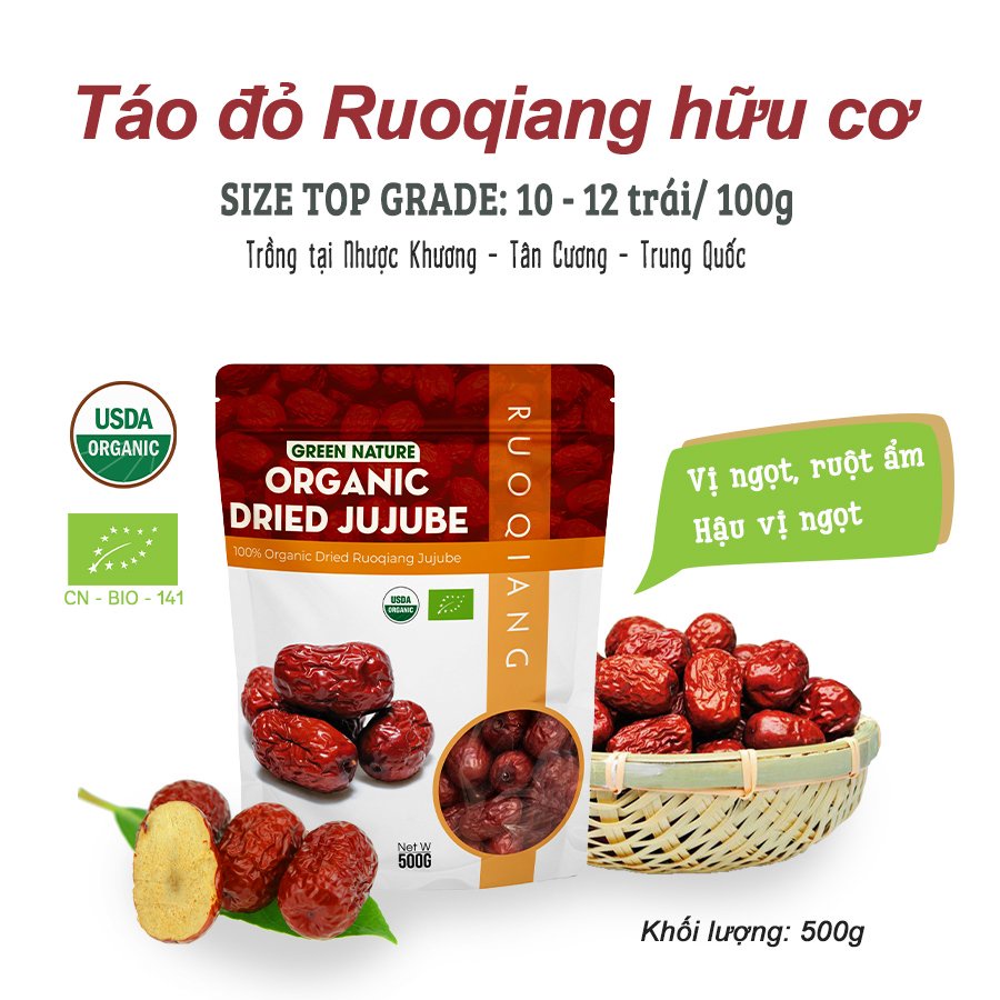 Táo Đỏ Tân Cương - Kỷ Tử Ninh Hạ Size Loại 1, Hàng Hữu Cơ
