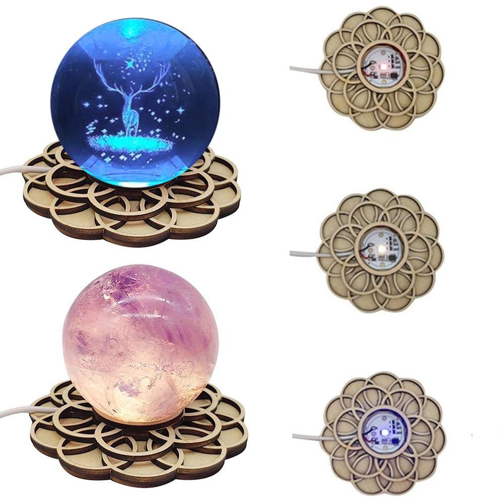 PINEVN Quả Cầu Pha Lê Kèm Giá Đỡ Hình Bông Hoa Dùng Làm Đạo Cụ Chụp Ảnh Ban Đêm