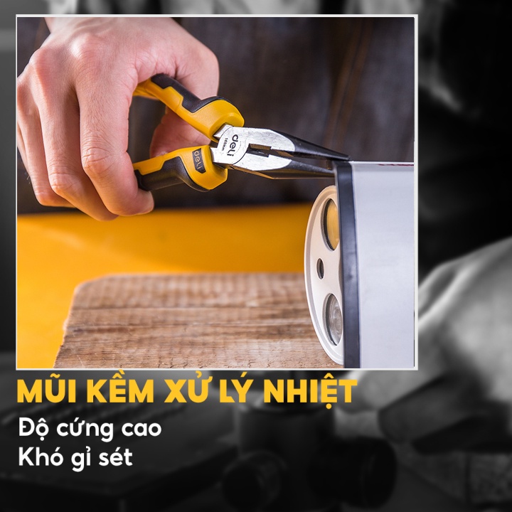 [Mã BMBAU50 giảm 7% đơn 99K] Kìm Cắt Tuốt Dây Điện Mũi Nhọn Thép Không Gỉ 6 Inch Tay Cầm Nhựa PVC Deli DL2106