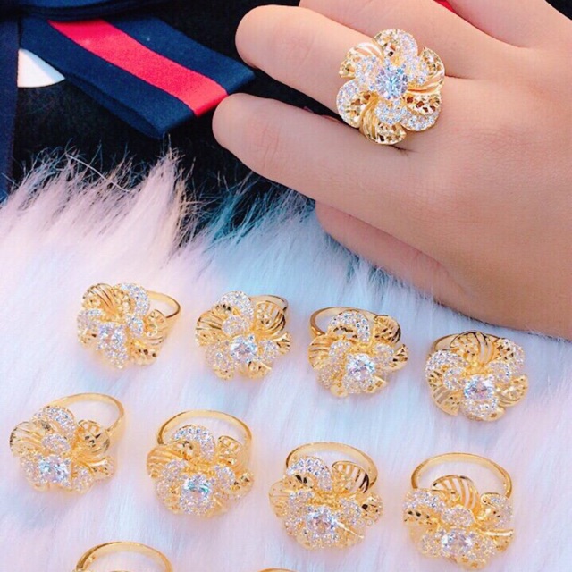 Nhẫn hoa xoáy đính đá thiết kế cao cấp Orin N673 N681