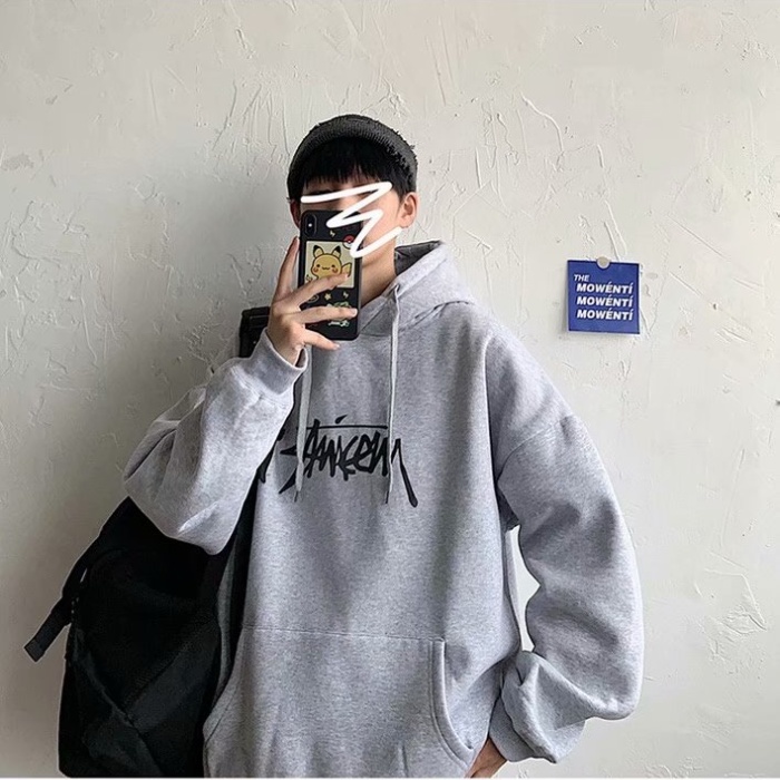Áo hoodie dáng rộng in họa tiết thời trang mùa đông cho nam có 5 màu tùy chọn size M-5XL