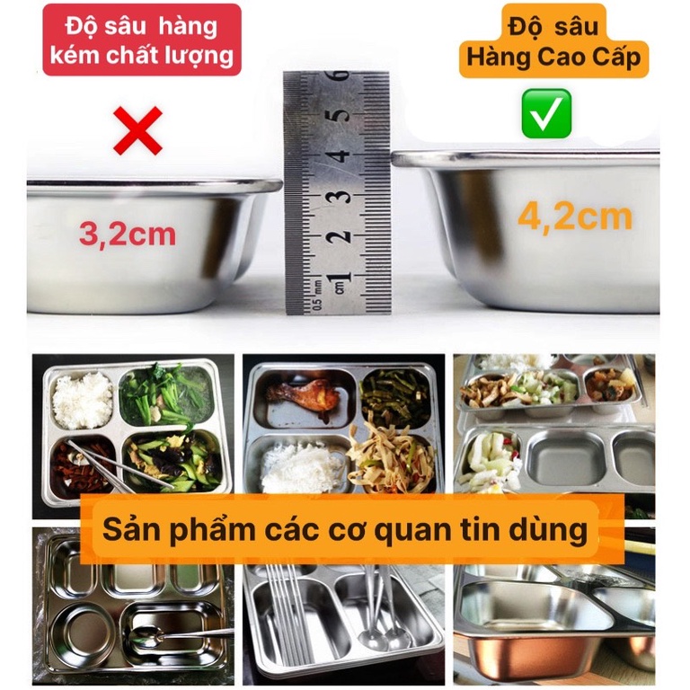 Khay cơm inox 5 ngăn cao cấp giá rẻ