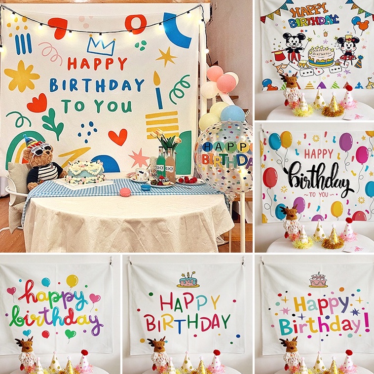 Tranh vải HAPPY BIRTHDAY 130x150cm trang trí tiệc sinh người yêu sinh nhat bé trai bé gái