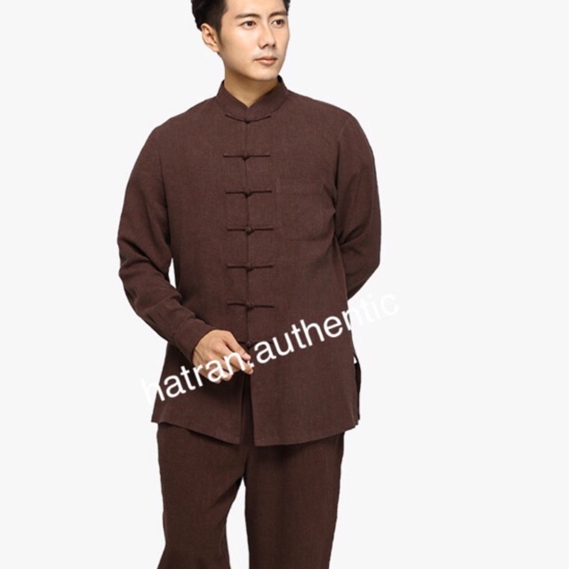 BỘ ĐỒ CỔ TÀU NÚT TIỀU NÂU NAM Trung tuổi