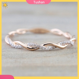 Nhẫn nữ dạng xoắn đính đá dùng trang điểm cô dâu đám cưới độc đáo