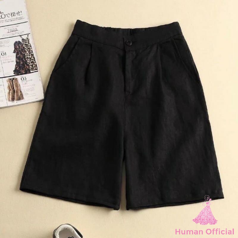 Quần đùi nữ ống rộng đũi bigsize short cá tính 3 màu - Human Offcial