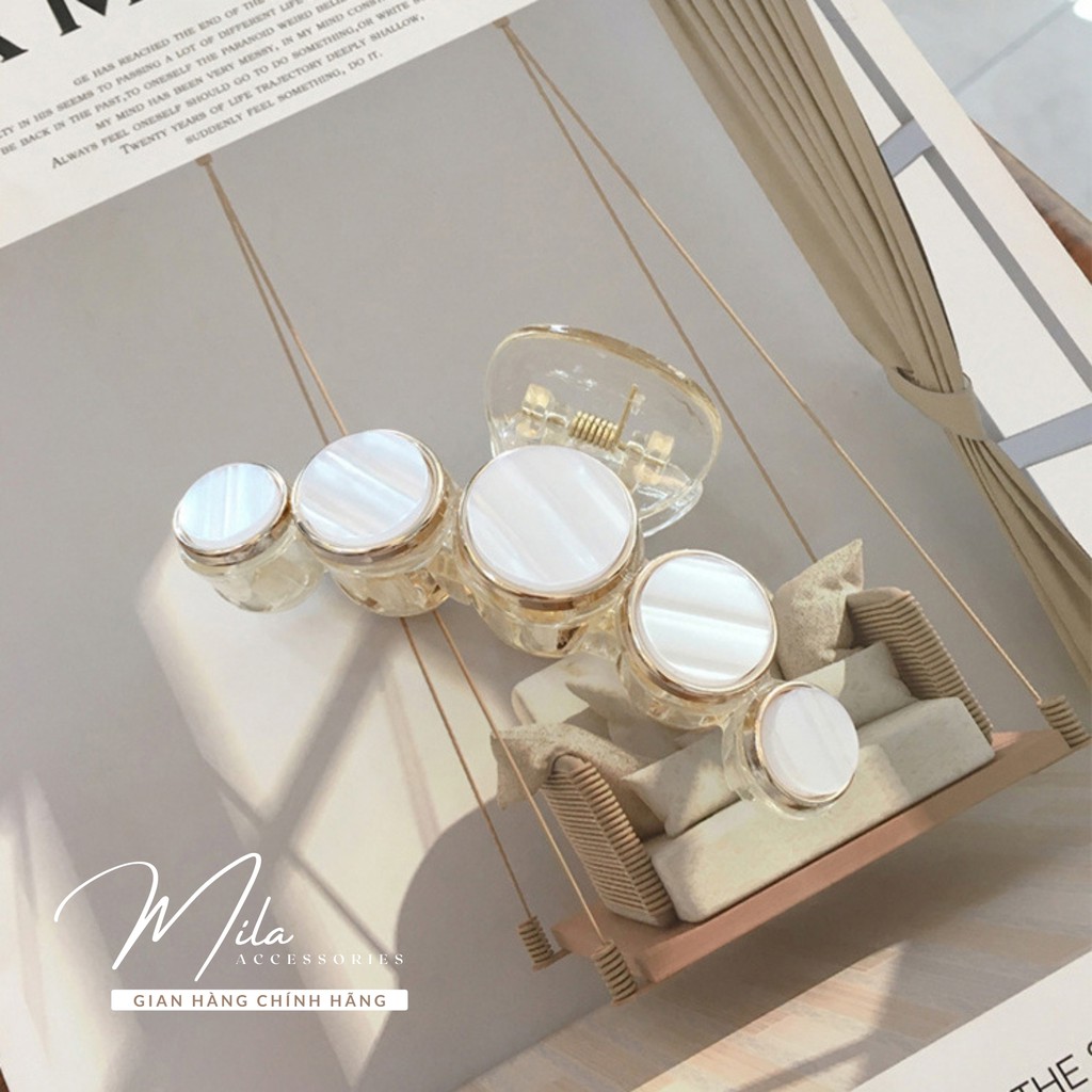 Kẹp tóc nữ Hàn Quốc đẹp MILA KT104 ❤️BẢN ĐẶC BIỆT❤️ kẹp nhựa Acrylic cao cấp mặt vỏ trai cao cấp Mila Accessories