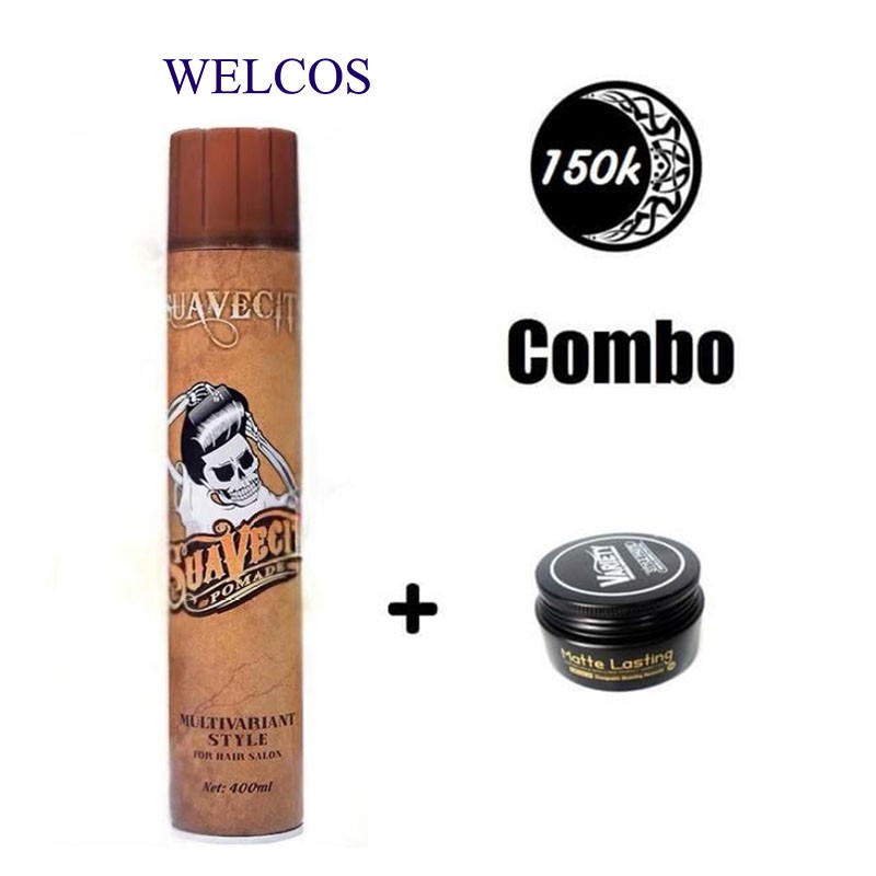 Combo chính hãng Sáp vuốt tóc VARIETY MATTE LASTING 100ml + Gôm xịt tóc giữ nếp tóc cứng SUAVECITO 400ML CT23