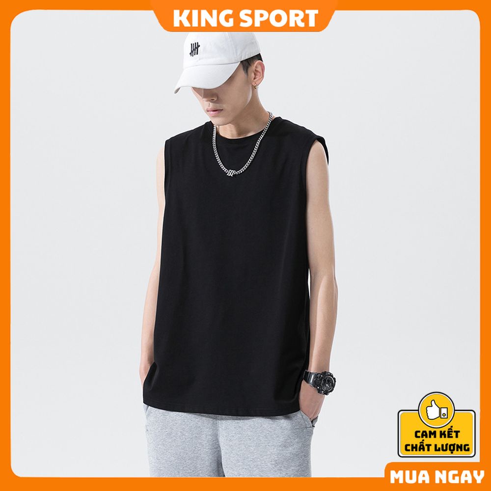 Áo ba lỗ nam nữ vải thun mềm mịn thoáng mát unisex form rộng KING SPORT áo thun tanktop nam nữ 3 màu big size form rộng