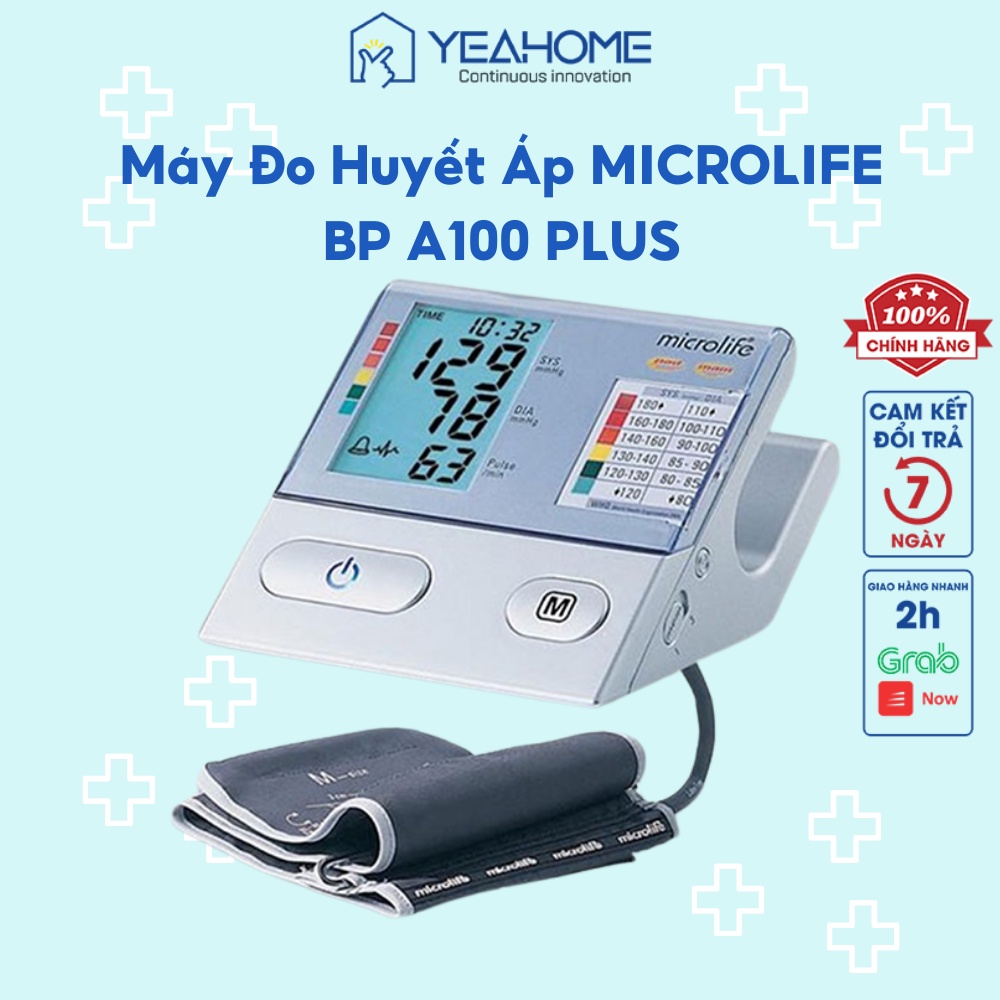 Máy Đo Huyết Áp Bắp Tay Microlife BP A100 PLUS Phát Hiện Sớm Chứng Rối Loạn Nhịp Tim Công Nghệ MAM - YeahomeCare Saigon