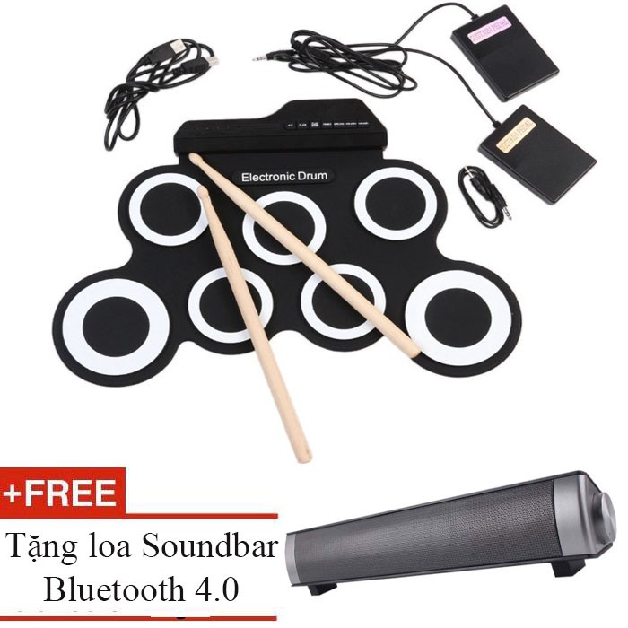 Bộ Trống điện tử Electronic Drum Portable tặng loa Bluetooth 4.0 âm thanh chân thật - HanruiOffical