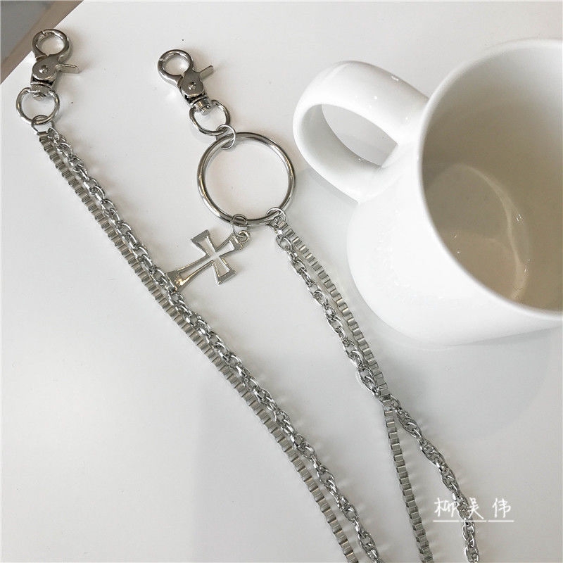 Chuỗi xích kim loại đeo thắt lưng quần nhiều lớp phong cách hiphop