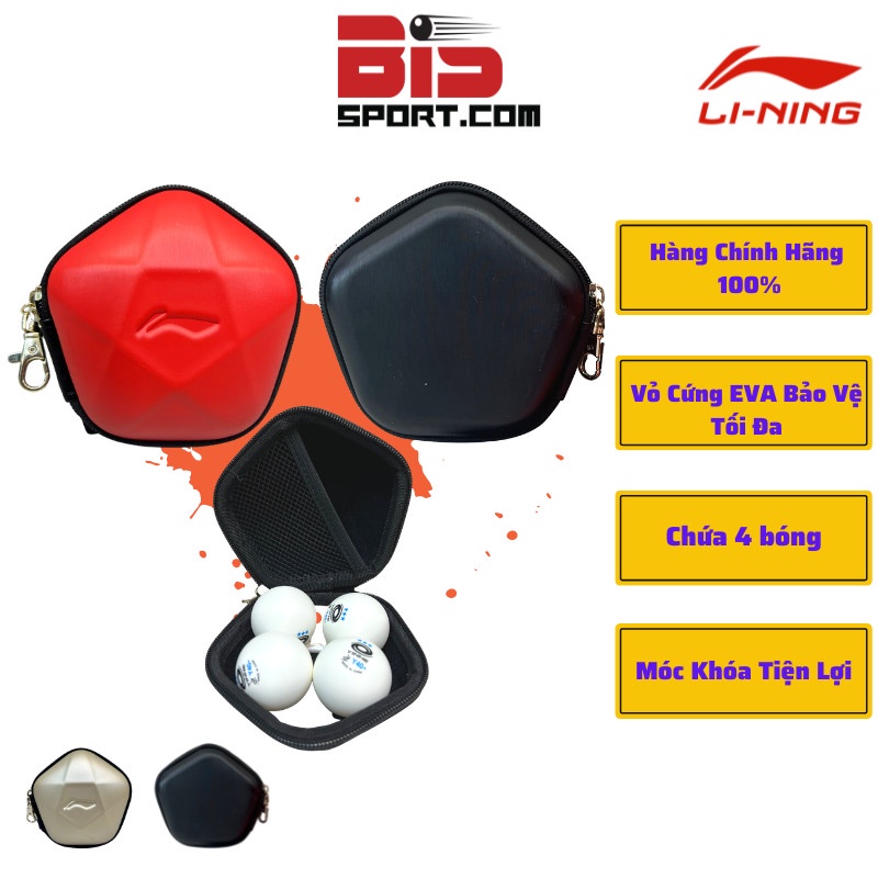 Bao Đựng Quả Bóng Bàn Ngôi Sao Lining Chính Hãng - Màu Đỏ - Đựng 3 - 5 Qủa - Nhỏ Gọn , Tiện Lợi