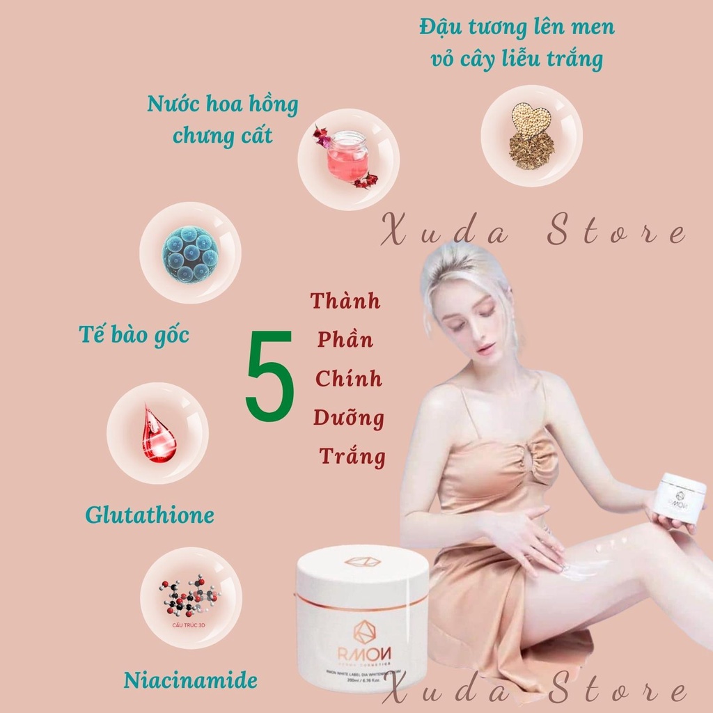 Kem Body Trắng Da Rmon bật tone làm da sáng đều màu trắng hồng tự nhiên