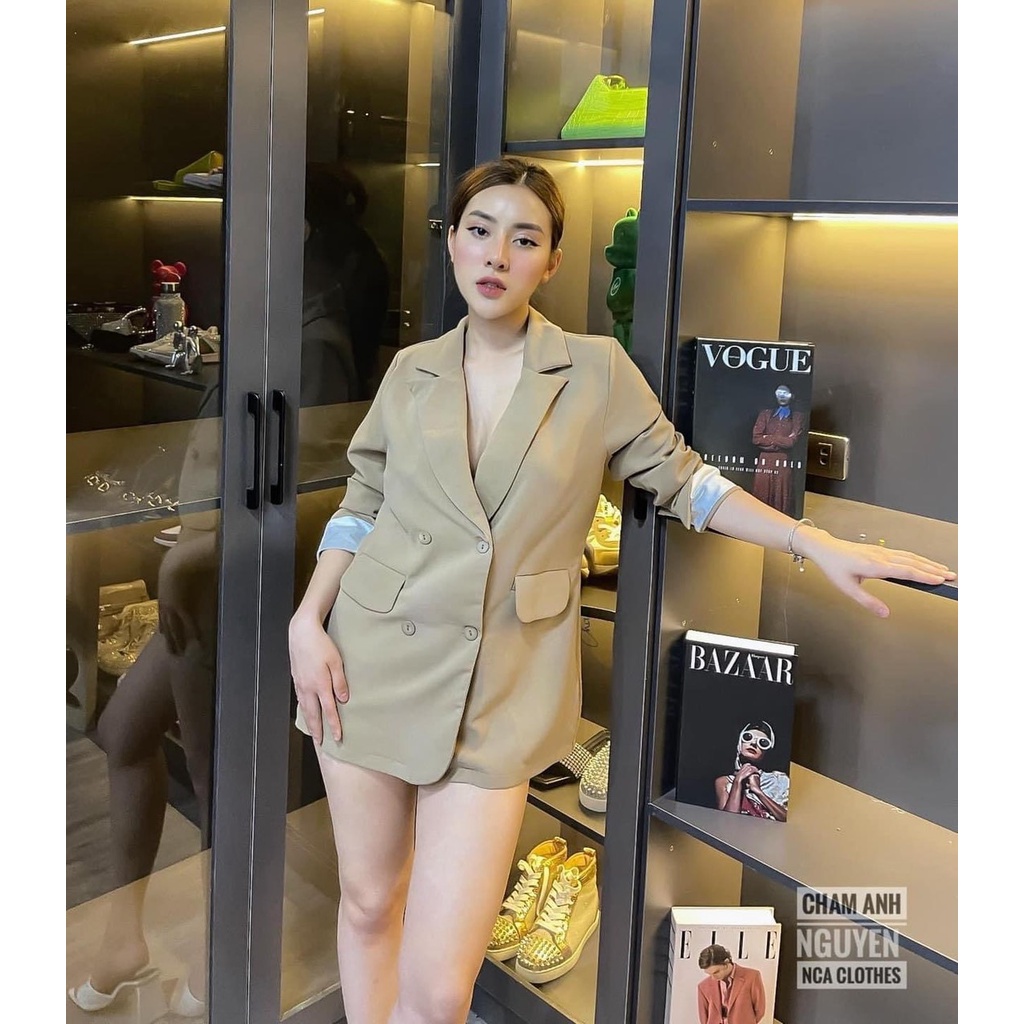 Áo blazer vest nữ cổ vest tay dài phối viền trắng mang đi chơi đi học siêu cá tínhI Trần Hân Shop  2005859