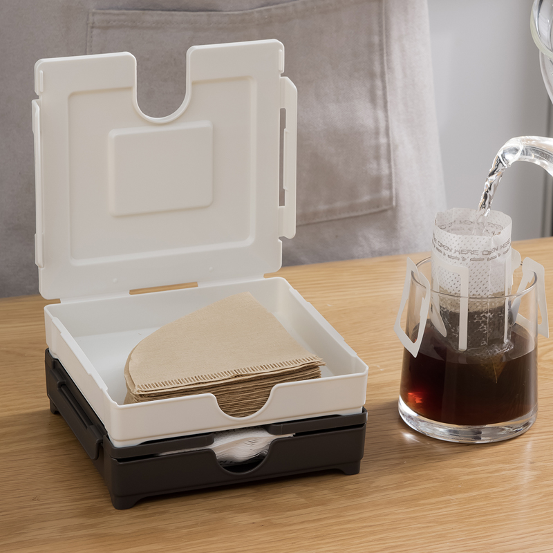 Japan imported coffee filter paper storage box hand punch set appliance milk tea filter net magnetic v60 dustproof paper box