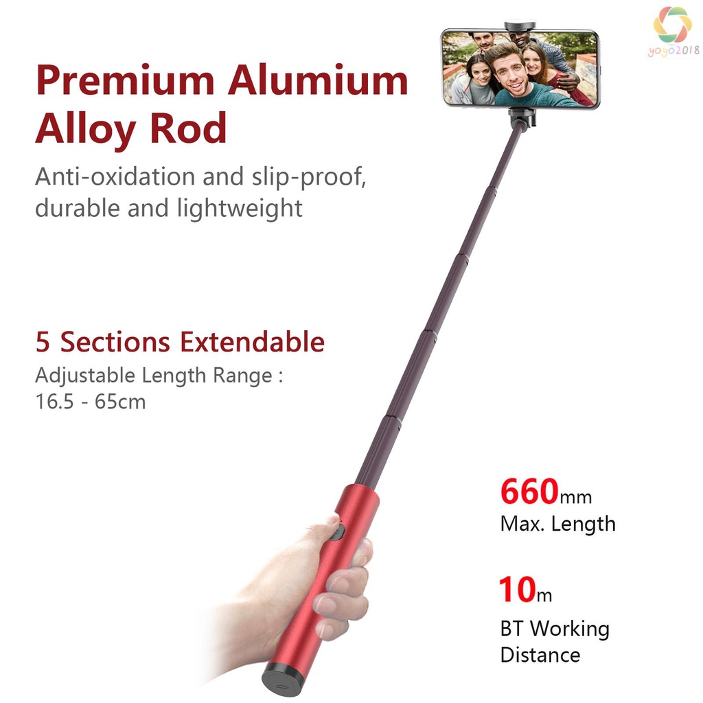 Gậy Tự Sướng 5 Mức Độ OTH-AB601 Mini BT Bằng Hợp Kim Nhôm Nhẹ Di Động Không Dây Có Thể Mở Rộng Cho Điện Thoại | BigBuy360 - bigbuy360.vn