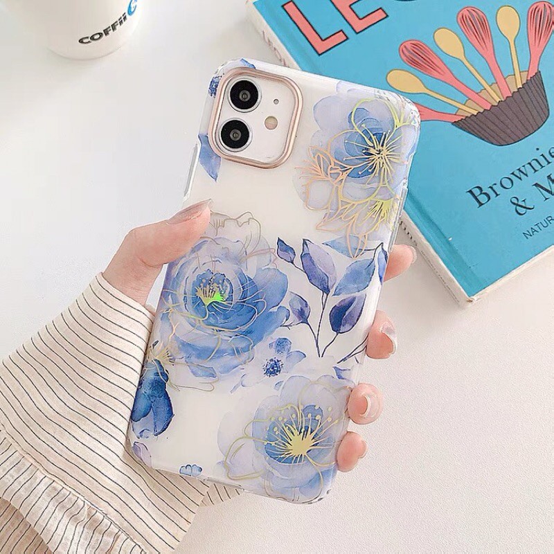 Ốp Lưng Case Iphone Bông Hoa Mạ Vàng Dành Cho 7P/X/11/12/12Promax