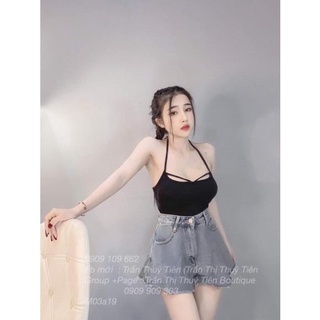Áo thun kiểu 2 dây cá tính trắng đen freesize