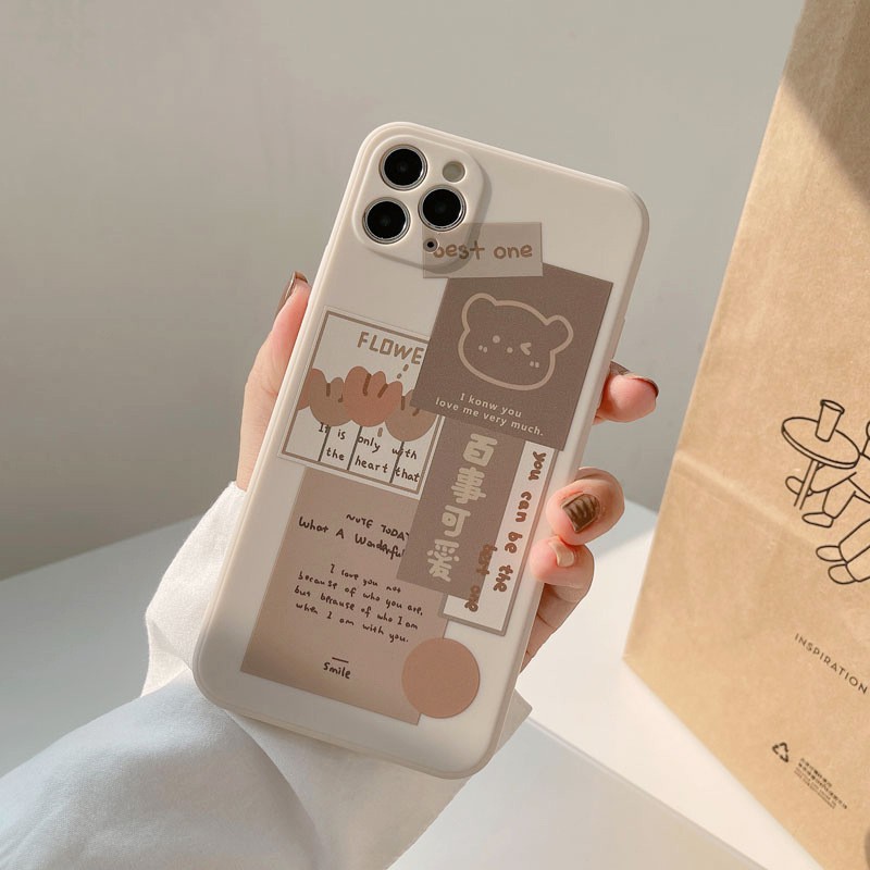 Ốp lưng Vina Case OPPO A1K/A3S/A9 2020/A31/A54/ ....Silicone TPU dẻo viền vuông bảo vệ camera hình Gấu Xám