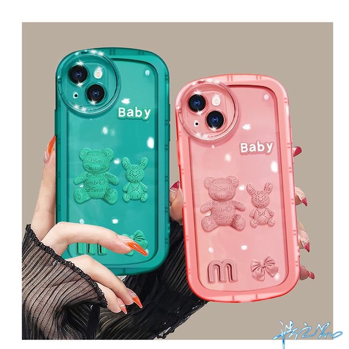 Ốp Điện Thoại Gắn Búp Bê Hình Gấu 3D Nhiều Màu Cho iPhone 14 Pro Max 13 Pro Max 12 Pro Max iPhone 11