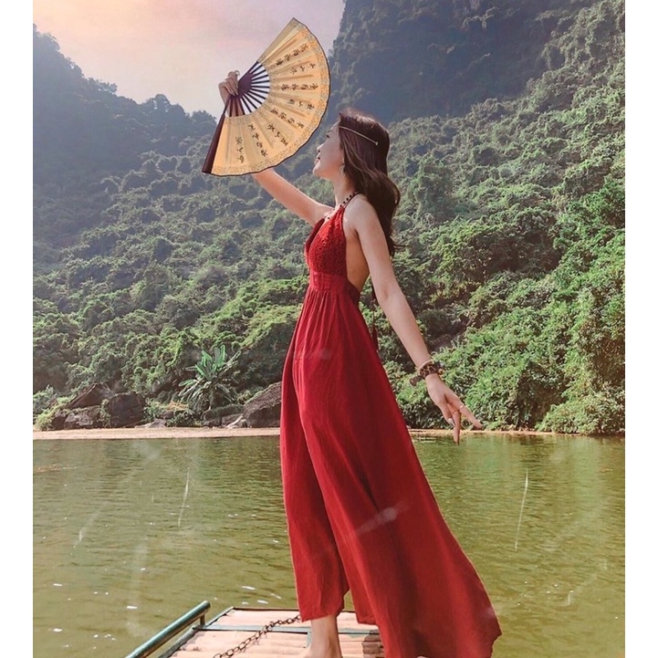 ĐẦM MAXI YẾM ĐỎ HỞ NGỰC XẺ ĐÙI [kèm ảnh thạt]