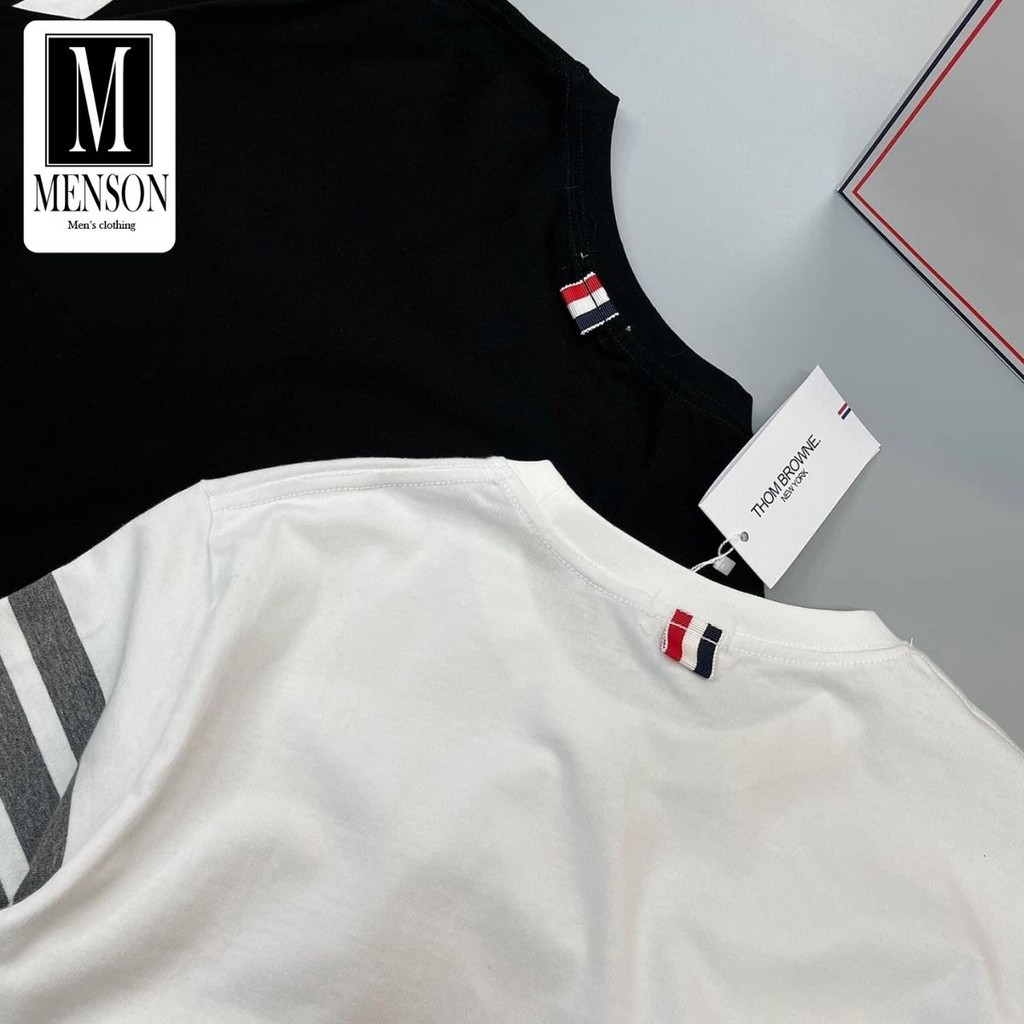 ⭐️SIÊU PHẨM⭐️Áo Phông Nam THOM Cổ Tròn Kẻ Sọc Ngang Ở Tay Áo - Áo Thun Nam chất mát ngắn tay cao cấp MENSON M6016 | BigBuy360 - bigbuy360.vn
