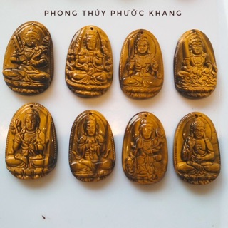 Phật bản mệnh đá tự nhiên mắt hổ vàng nâu