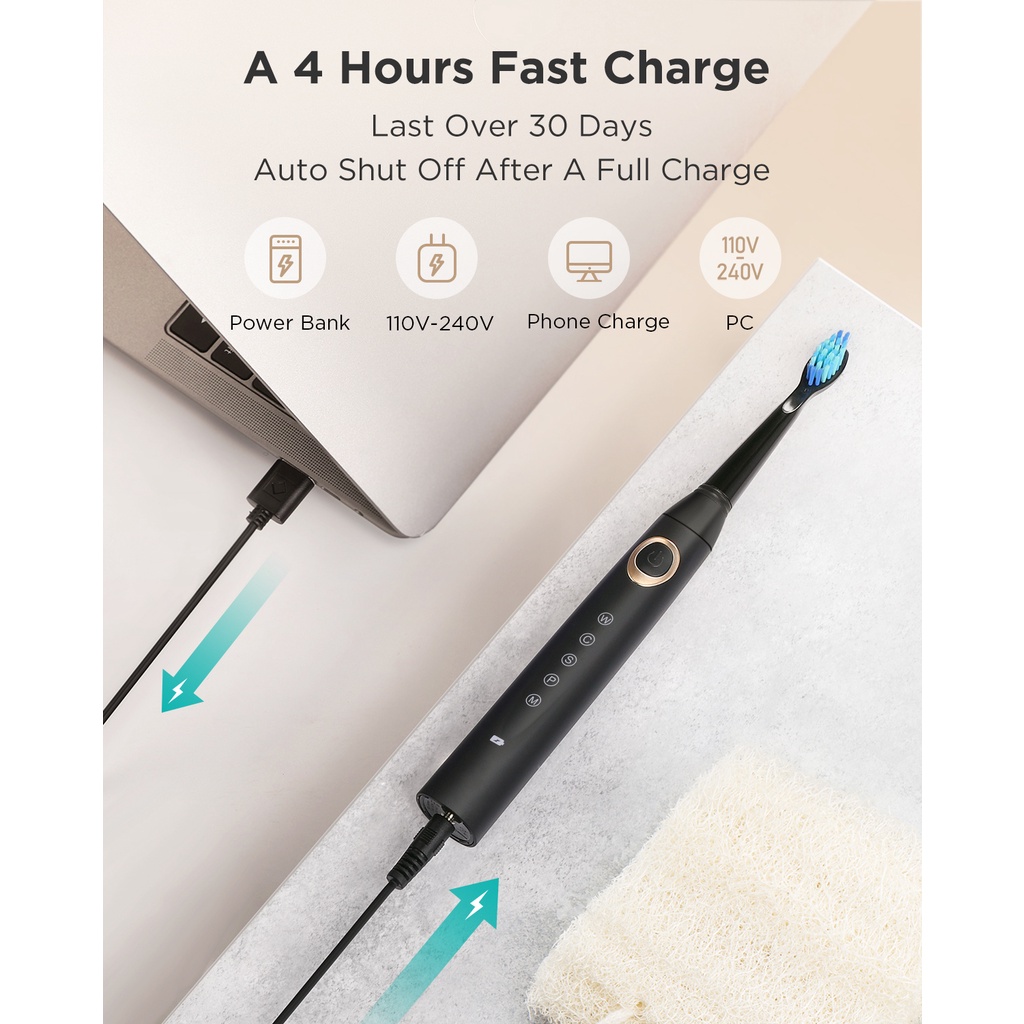 Bàn chải điện Fairywill 2306 với 8 đầu bàn chải