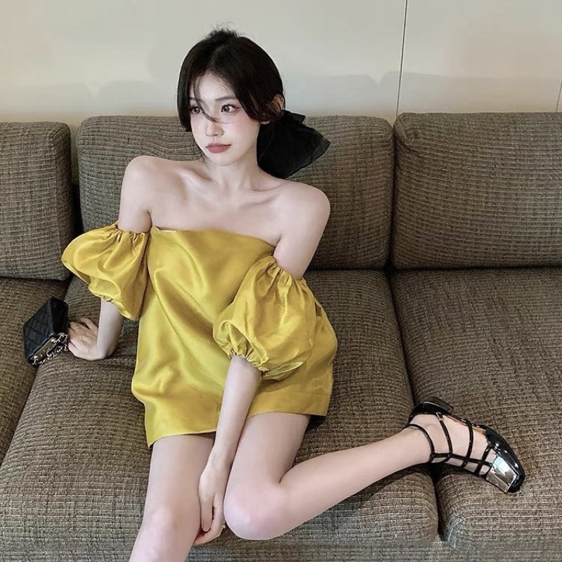 ÁO TRỄ VAI MÀU VÀNG SANG CHẢNH ULZZANG CHICGIRL