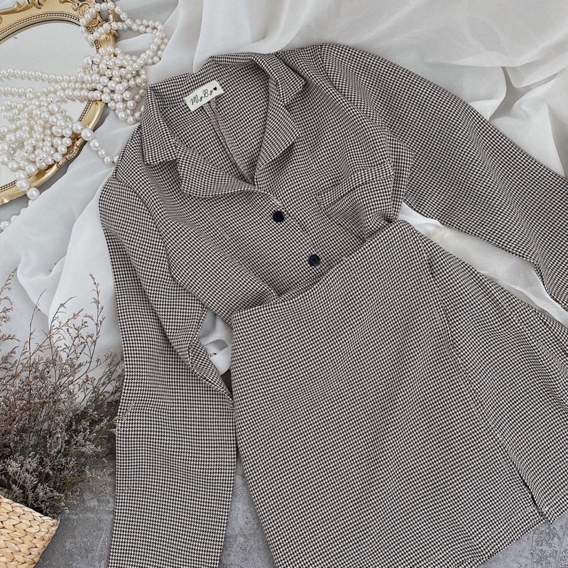 SÉT ÁO VEST TAY DÀI + QUẦN GIẢ VÁY SẺ TÀ